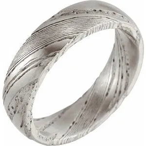 Damascus Steel 6 mm Flat  Patterned Band Size 12.5