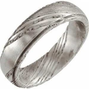 Damascus Steel 6 mm Patterned Flat Edge Band Size 7.5