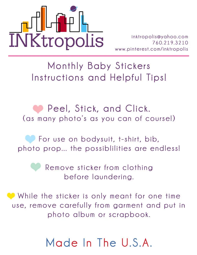 Damask Baby Month Stickers