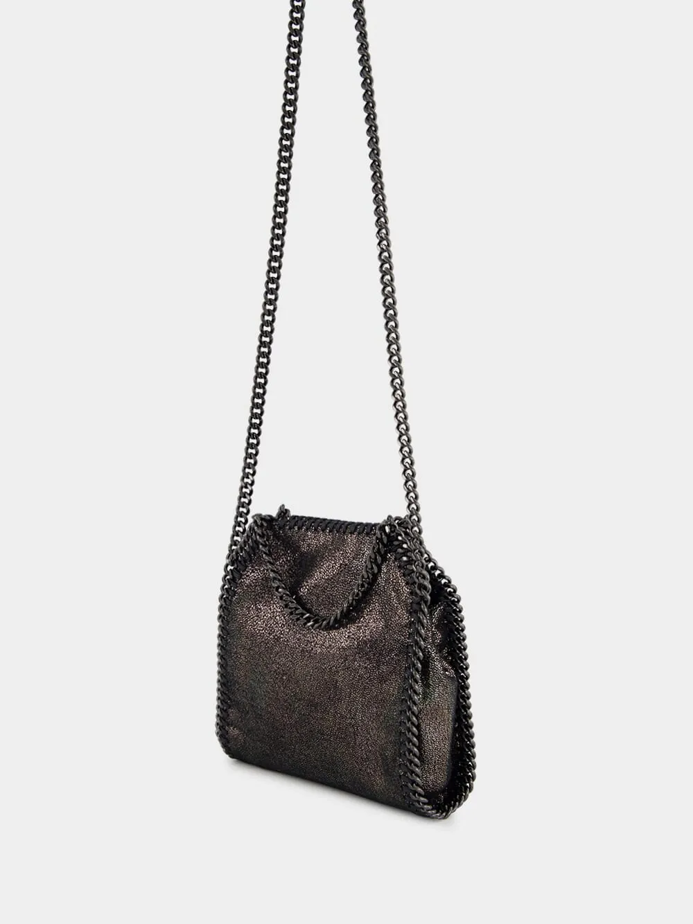 Dark Grey Metallic Falabella Tiny Tote Bag