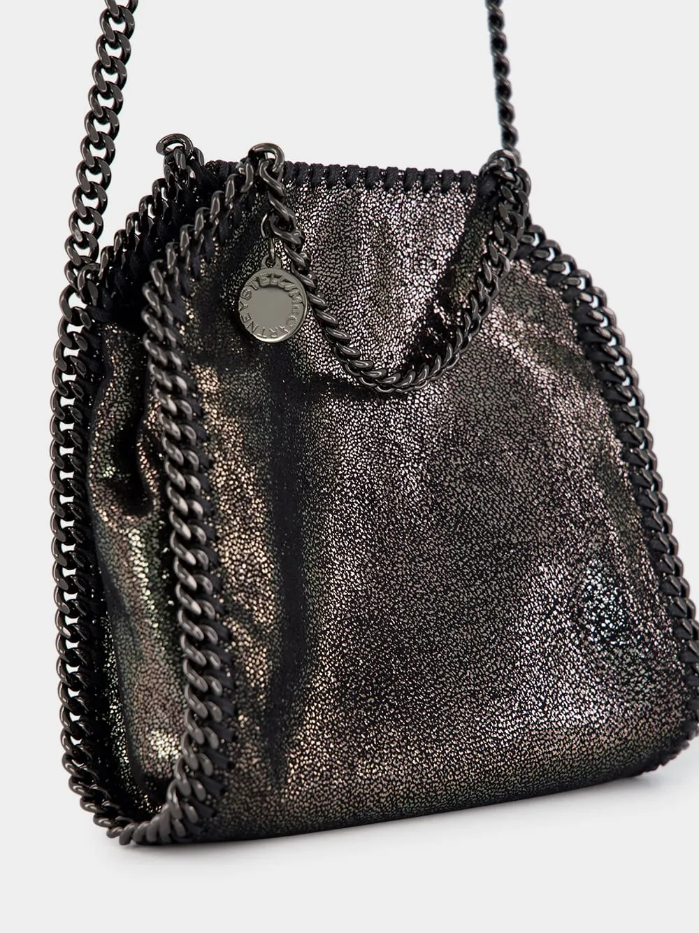 Dark Grey Metallic Falabella Tiny Tote Bag