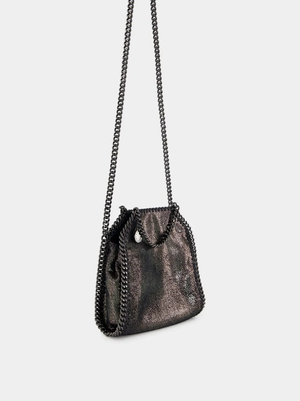 Dark Grey Metallic Falabella Tiny Tote Bag
