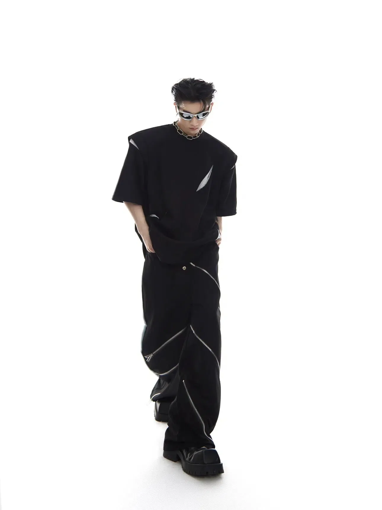 Deconstructed Split Shoulder Pad T-shirt