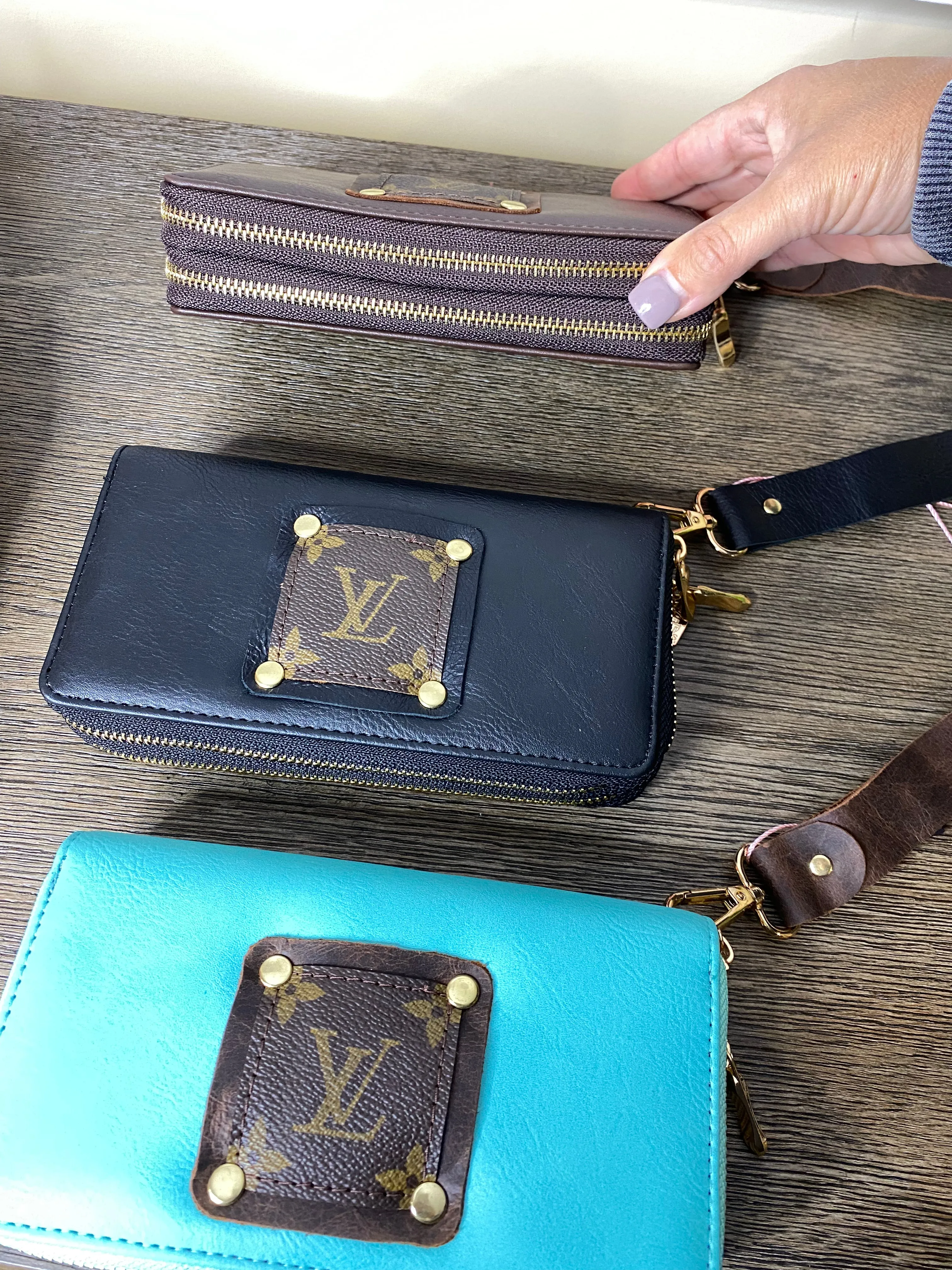 Designer Upcycle LV: Double Wallet Wristlet