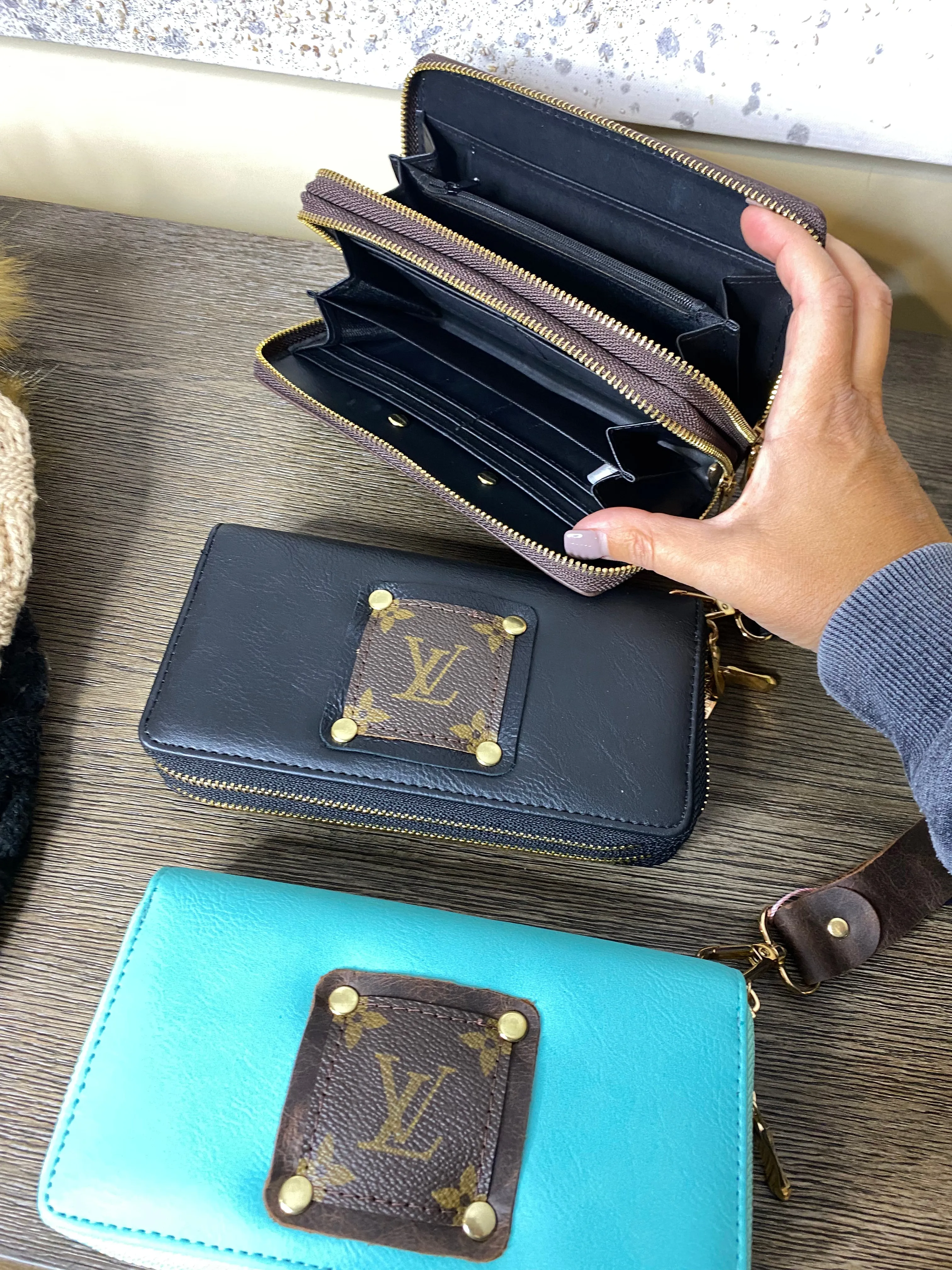 Designer Upcycle LV: Double Wallet Wristlet