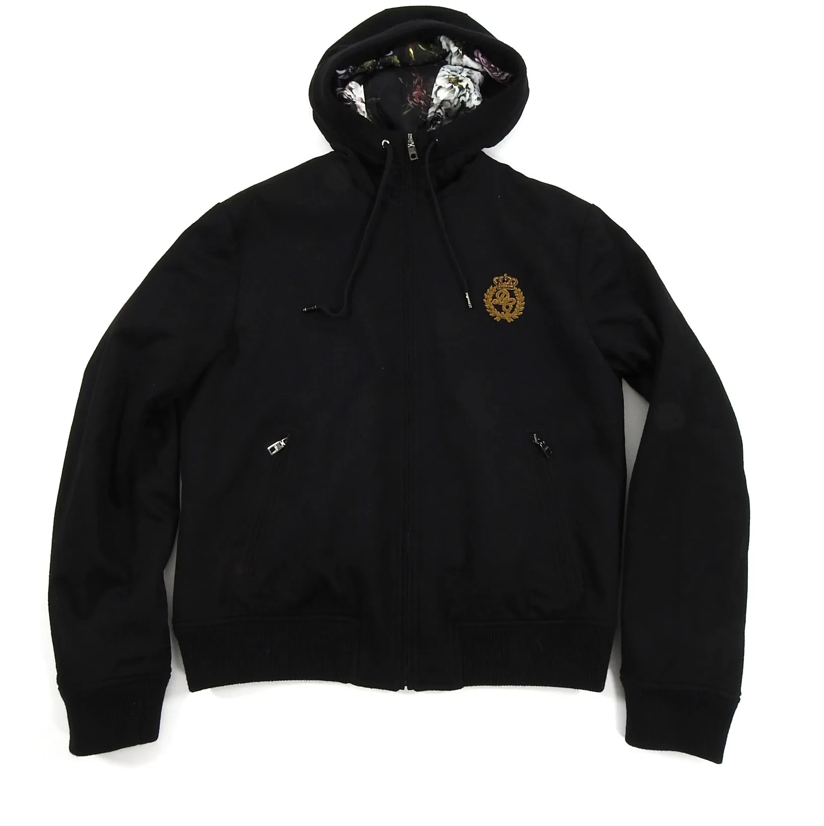 Dolce & Gabbana Black Crown Crest Zip Hoodie - L