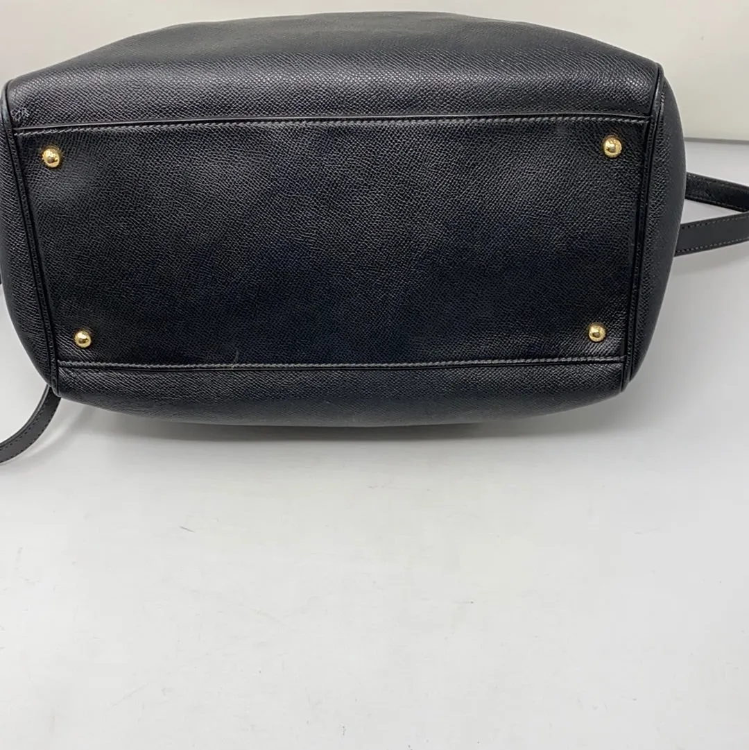 Dolce & Gabbana Black Leather Top Handle Duffle