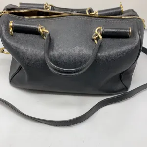Dolce & Gabbana Black Leather Top Handle Duffle