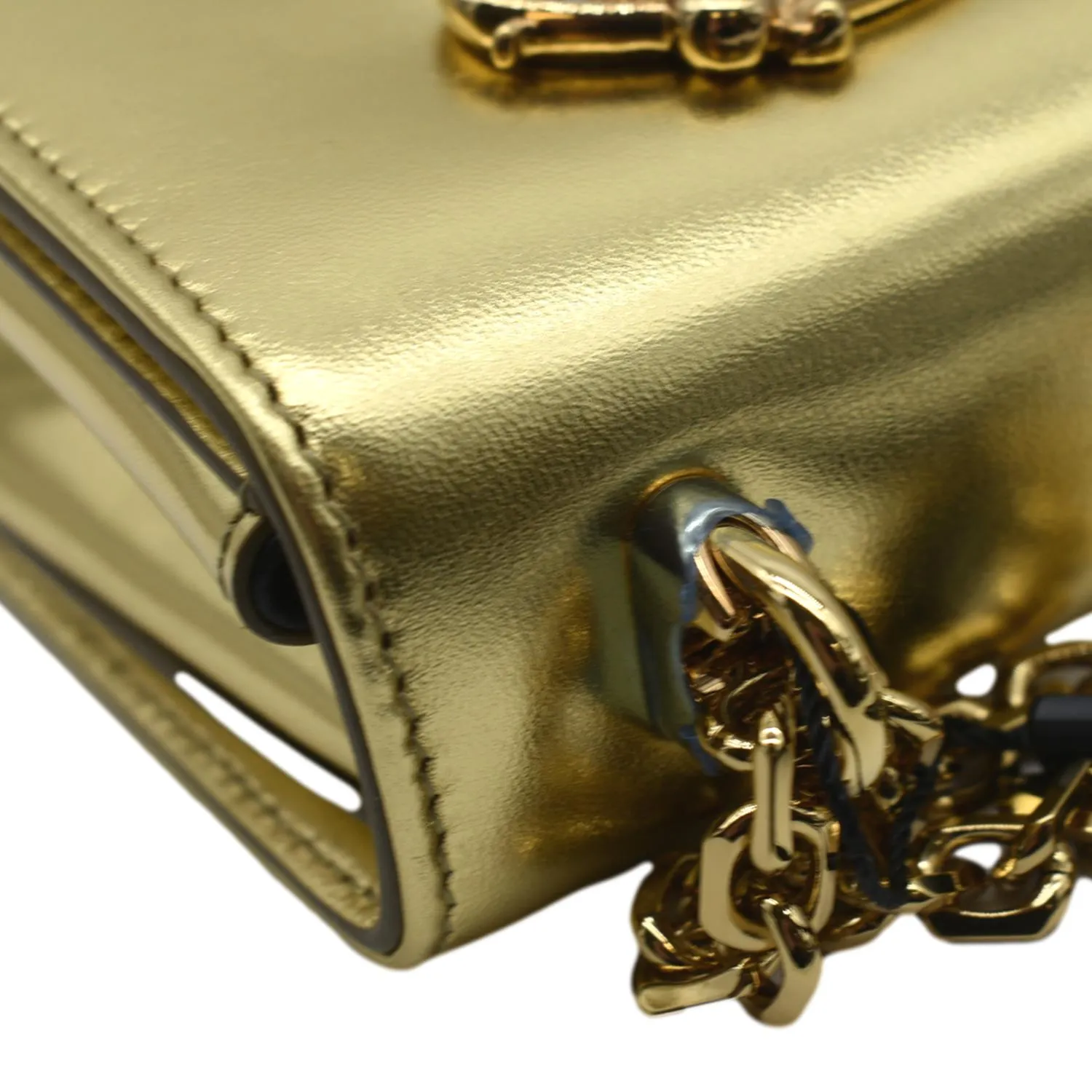 DOLCE & GABBANA DG Girl Calfskin Leather Crossbody Bag Metallic Gold
