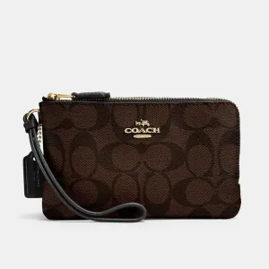 Double Corner Zip Wristlet In Signature Canvas