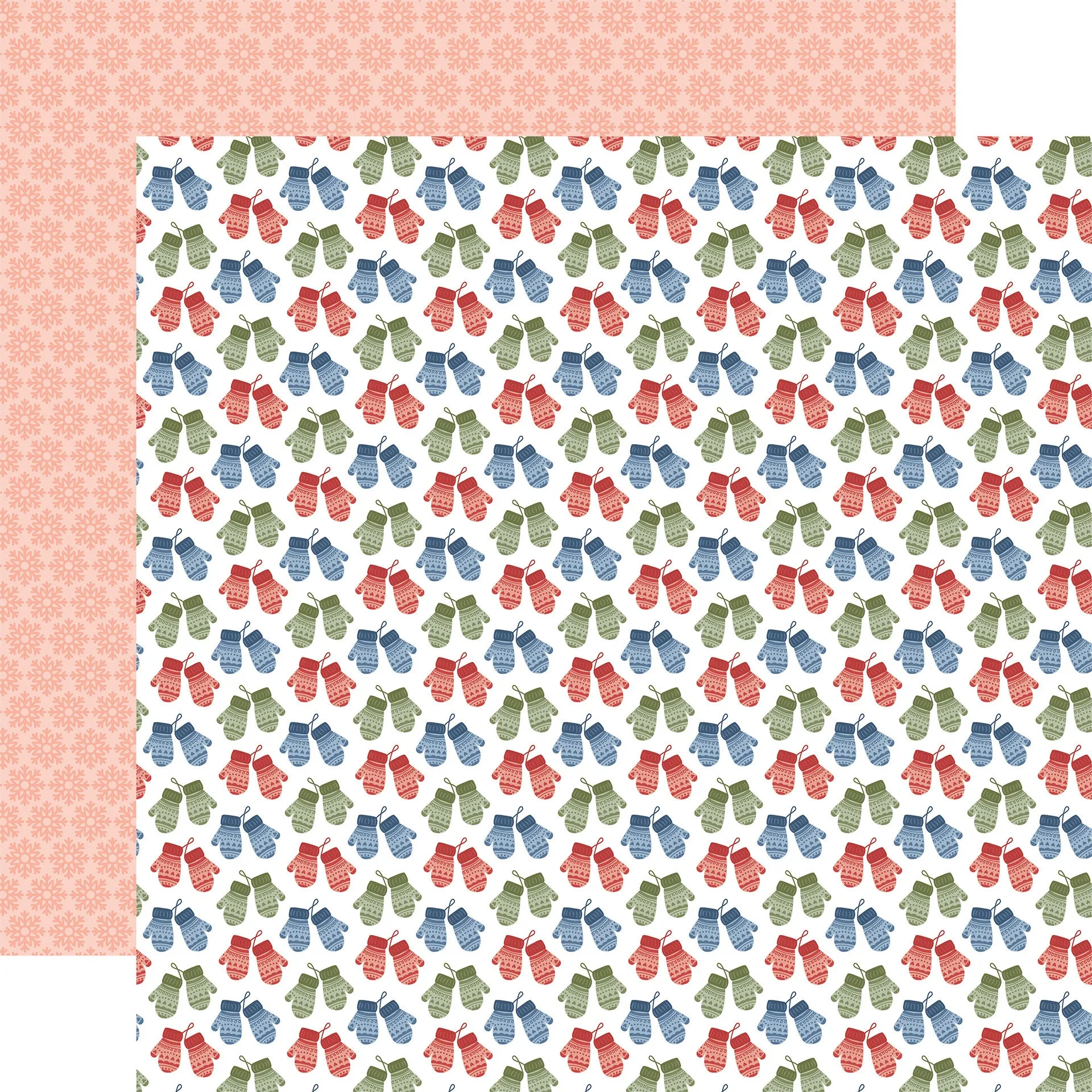 Echo Park - Chilling With My Snowmies - Chilly Mittens 12x12 Patterned Paper