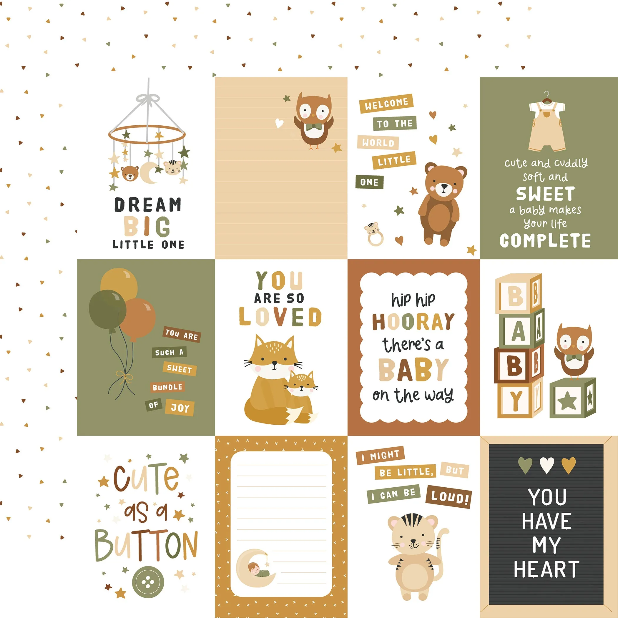 Echo Park - Special Delivery Baby - 12x12 Single Sheet / 3x4 Journaling Cards