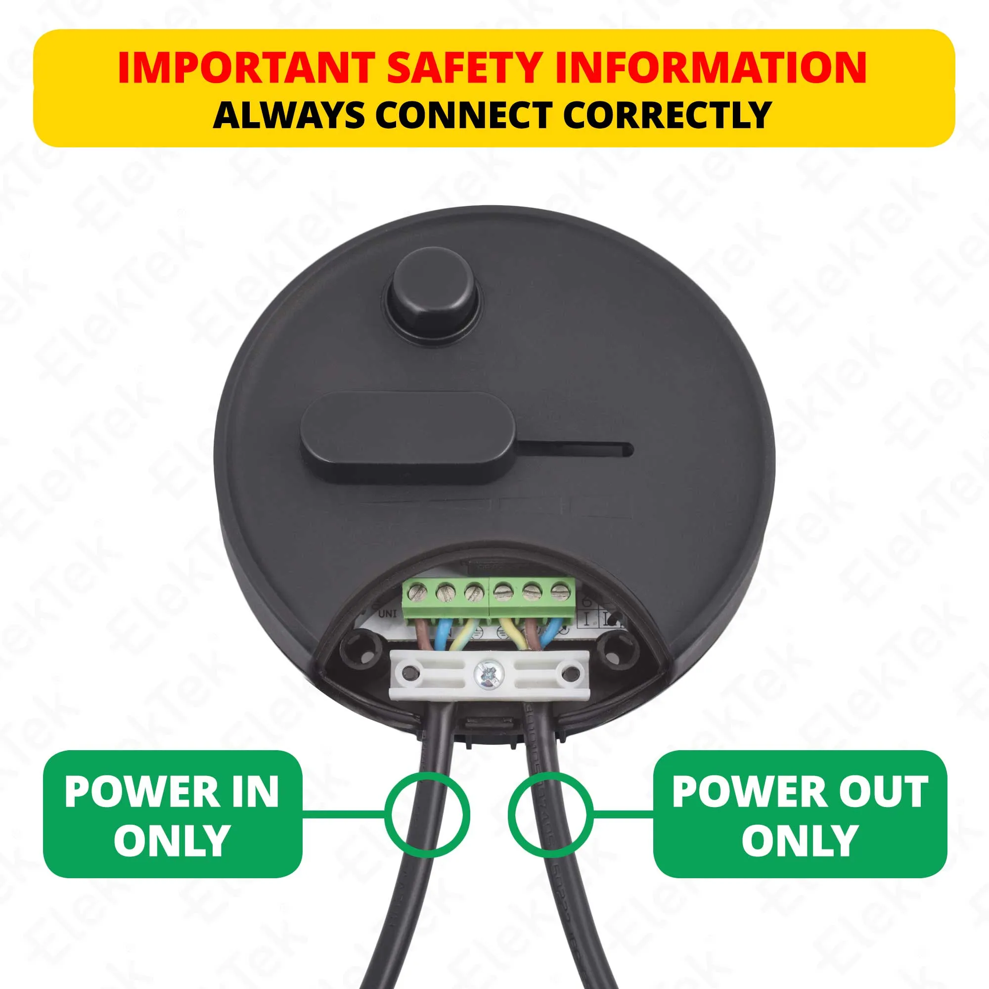 ElekTek LED Compatible Universal In Line Foot Dimmer Switch 240v AC 3 Core Suitable For LED CFL & Incandescent Bulbs Black