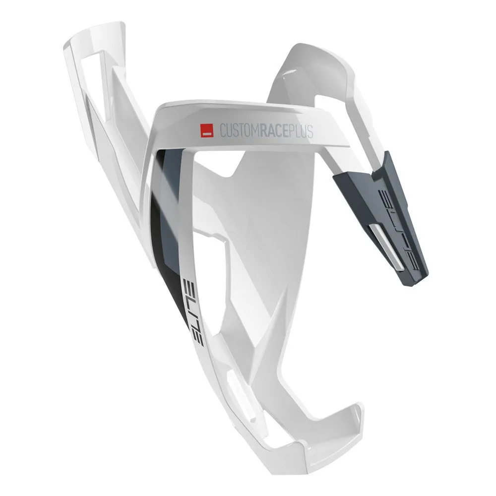 Elite Bottle Cage Custom Race Plus -  Gloss White/Black