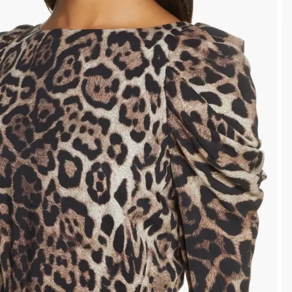 ELIZA J Leopard Print Long Sleeve Midi Dress NEW Animal Print Neutral Size 8