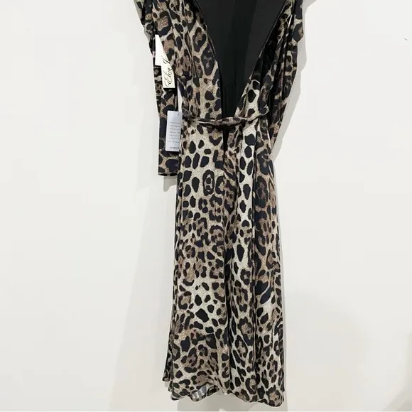 ELIZA J Leopard Print Long Sleeve Midi Dress NEW Animal Print Neutral Size 8