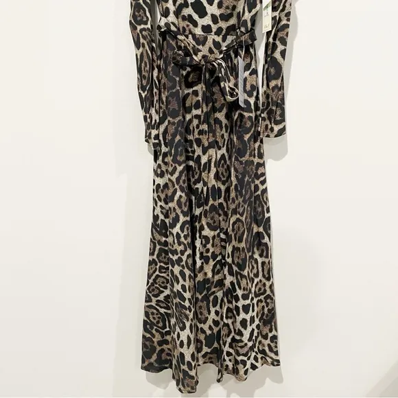 ELIZA J Leopard Print Long Sleeve Midi Dress NEW Animal Print Neutral Size 8