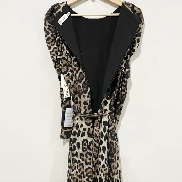 ELIZA J Leopard Print Long Sleeve Midi Dress NEW Animal Print Neutral Size 8