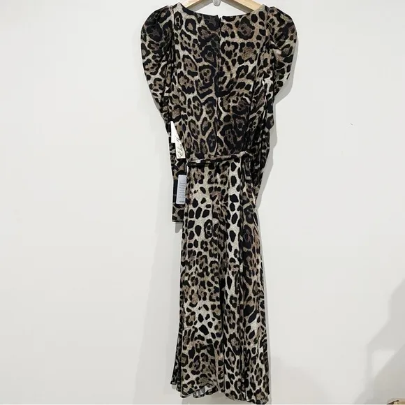 ELIZA J Leopard Print Long Sleeve Midi Dress NEW Animal Print Neutral Size 8