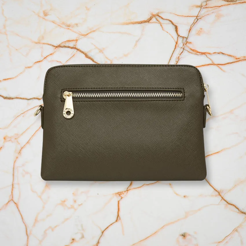 Elms   King Bowery Wallet, Khaki Saffiano