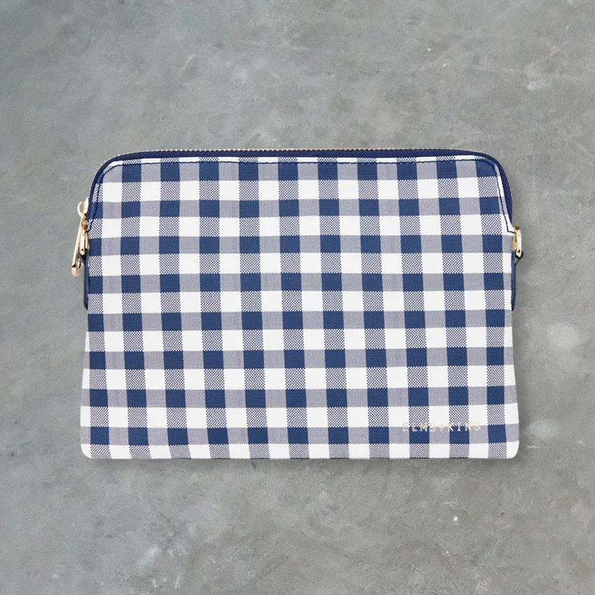 Elms   King Bowery Wallet, Navy Gingham