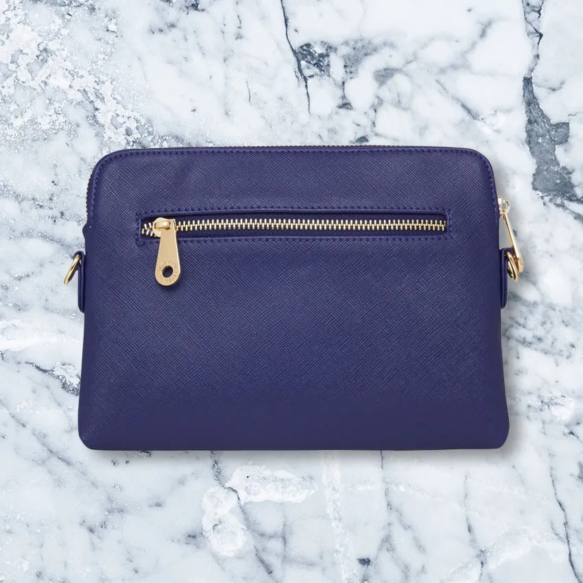 Elms   King Bowery Wallet, Navy Saffiano