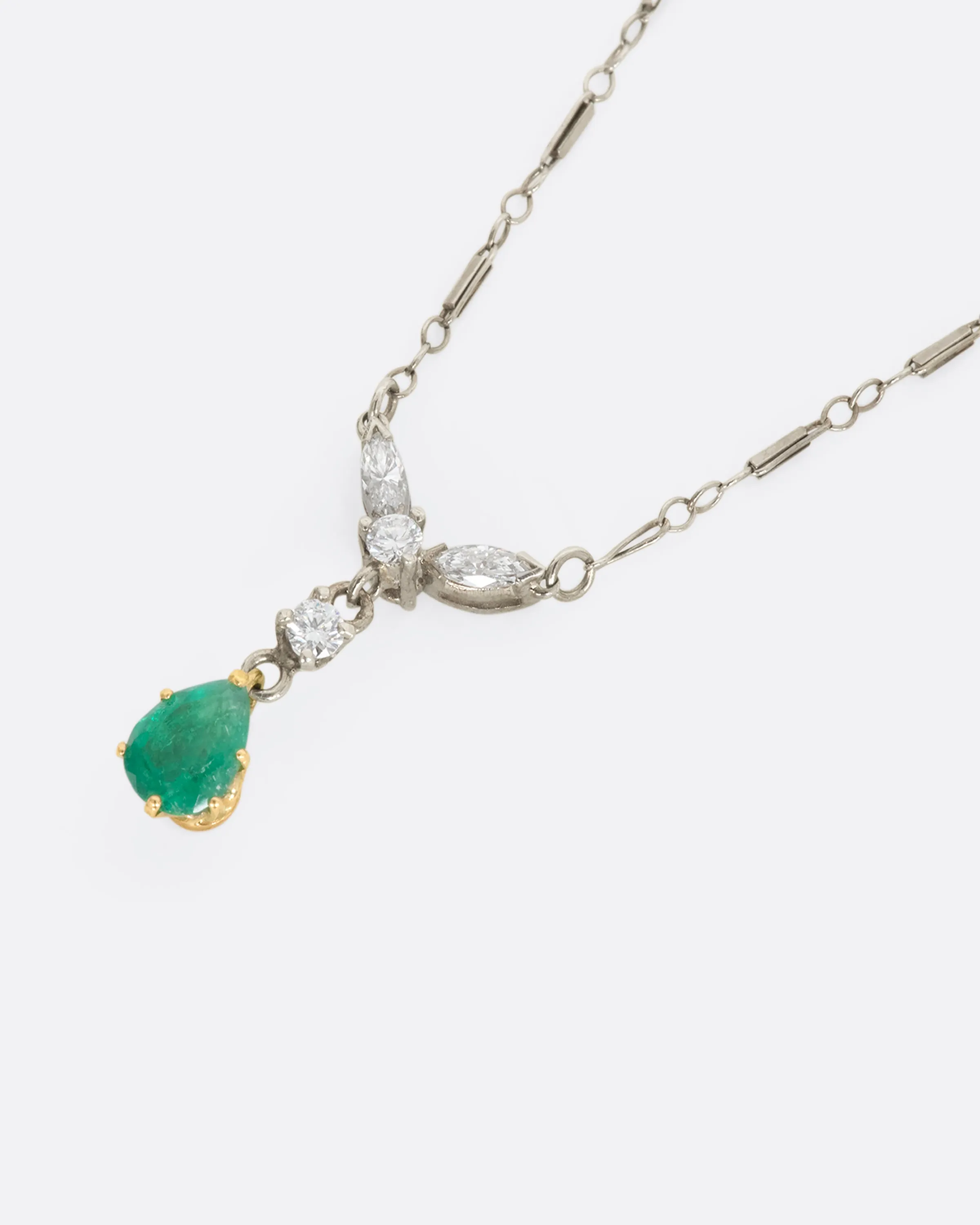 Emerald and Diamond Drop Necklace