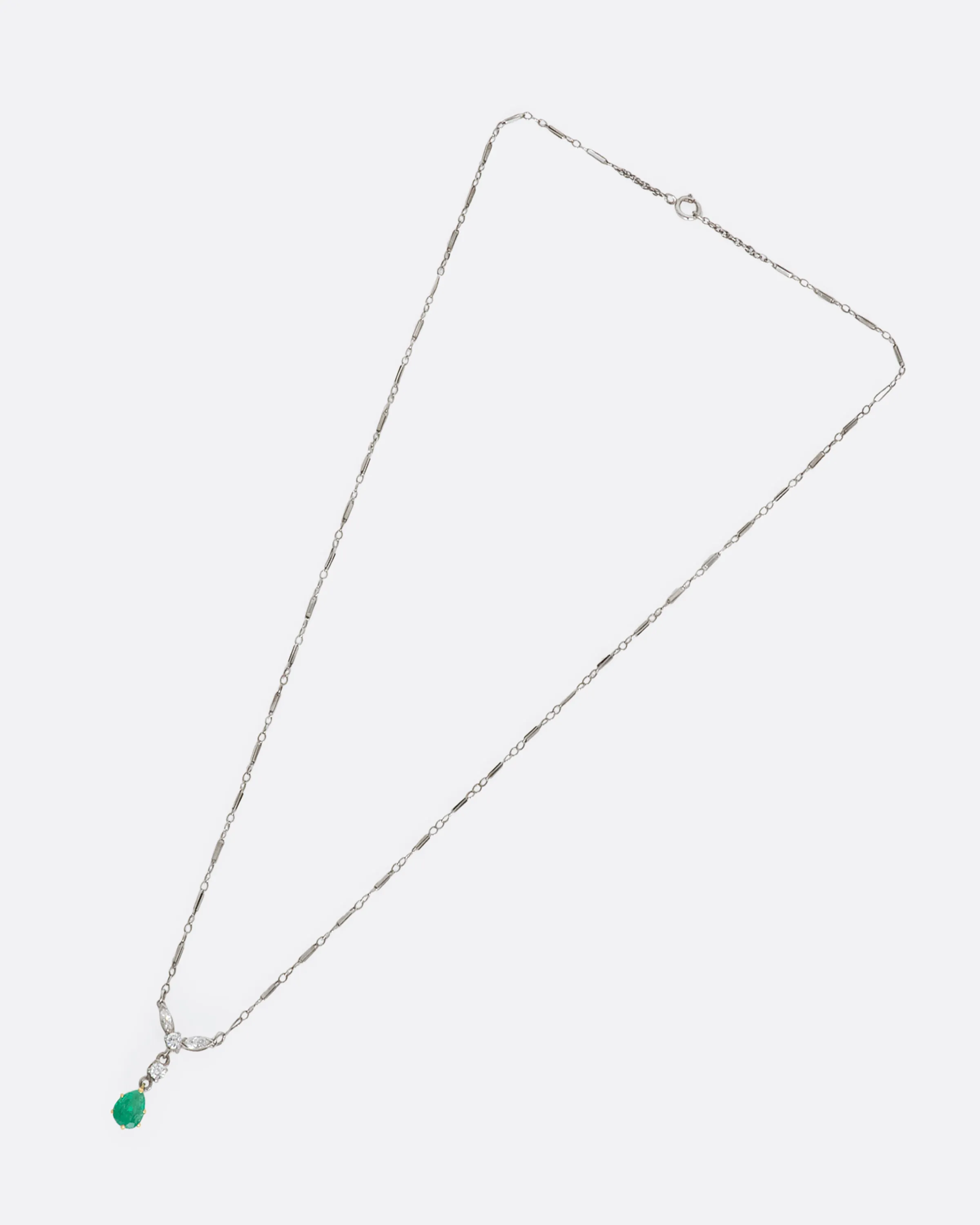 Emerald and Diamond Drop Necklace