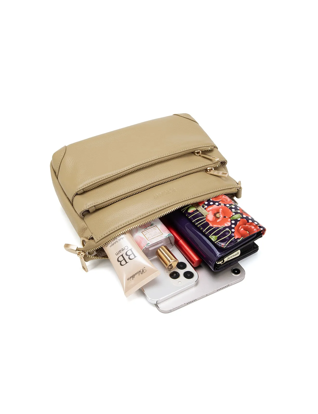 FAITH LEATHER CROSS BODY BAG- E1-0749-ARTICHOKE-SALE