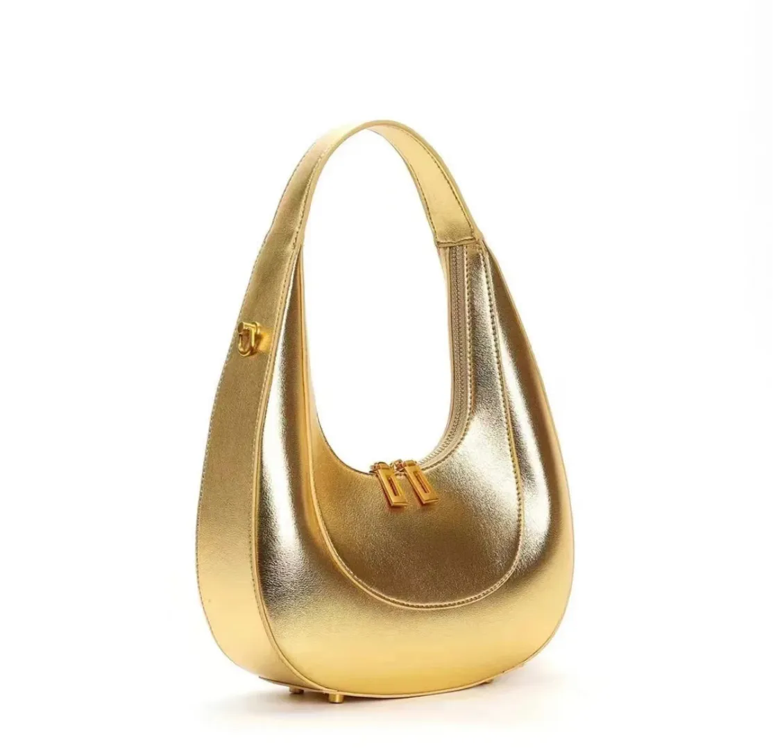 Fallon Shoulder Half moon Bag - Gold