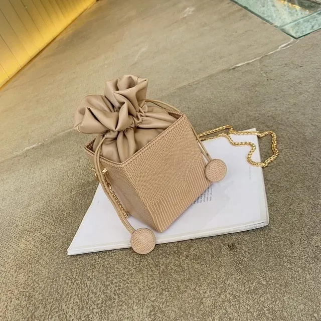 Fashion Drawstring Bucket Women Purses Bags Small Flap Ladies Handbags Box Shape Crossbody Bags For Women 2020 Sac A Main