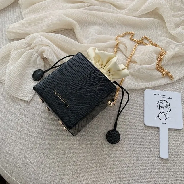 Fashion Drawstring Bucket Women Purses Bags Small Flap Ladies Handbags Box Shape Crossbody Bags For Women 2020 Sac A Main