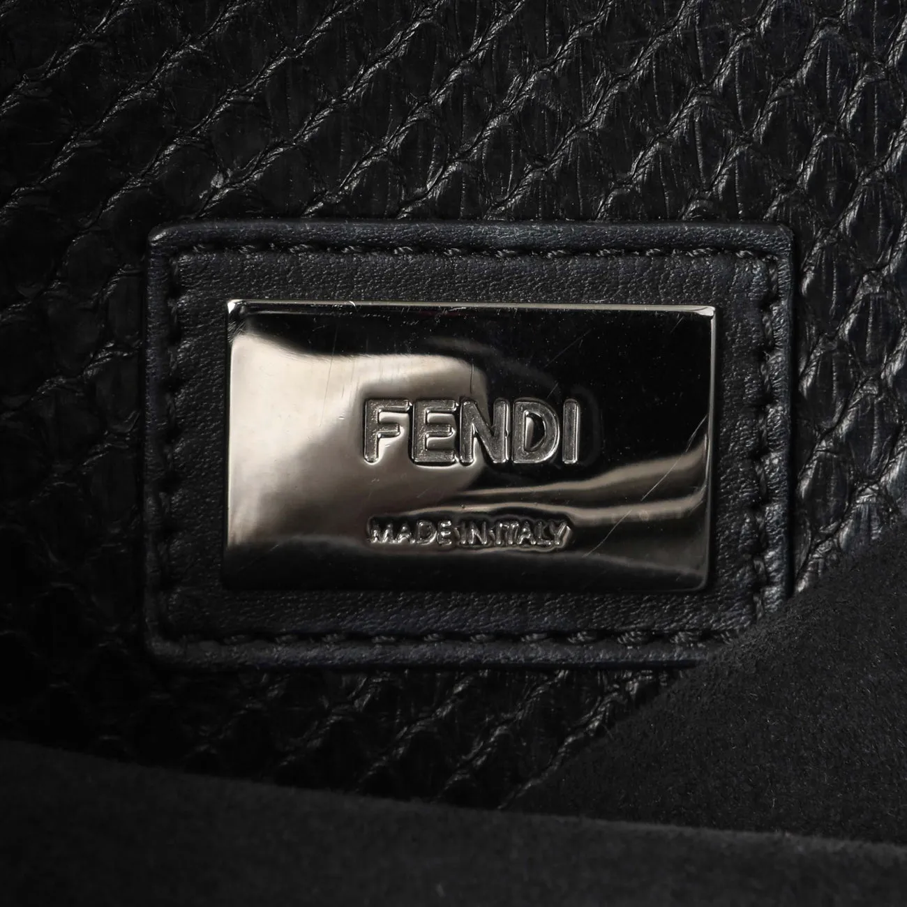 Fendi Black Vitello Seta Snakeskin Crocodile Monster Eyes Medium Peekaboo Iconic Satchel