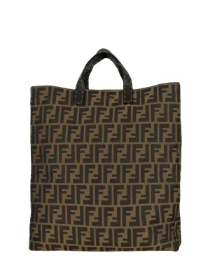 Fendi Brown Canvas Monogram Zucca Tote Bag