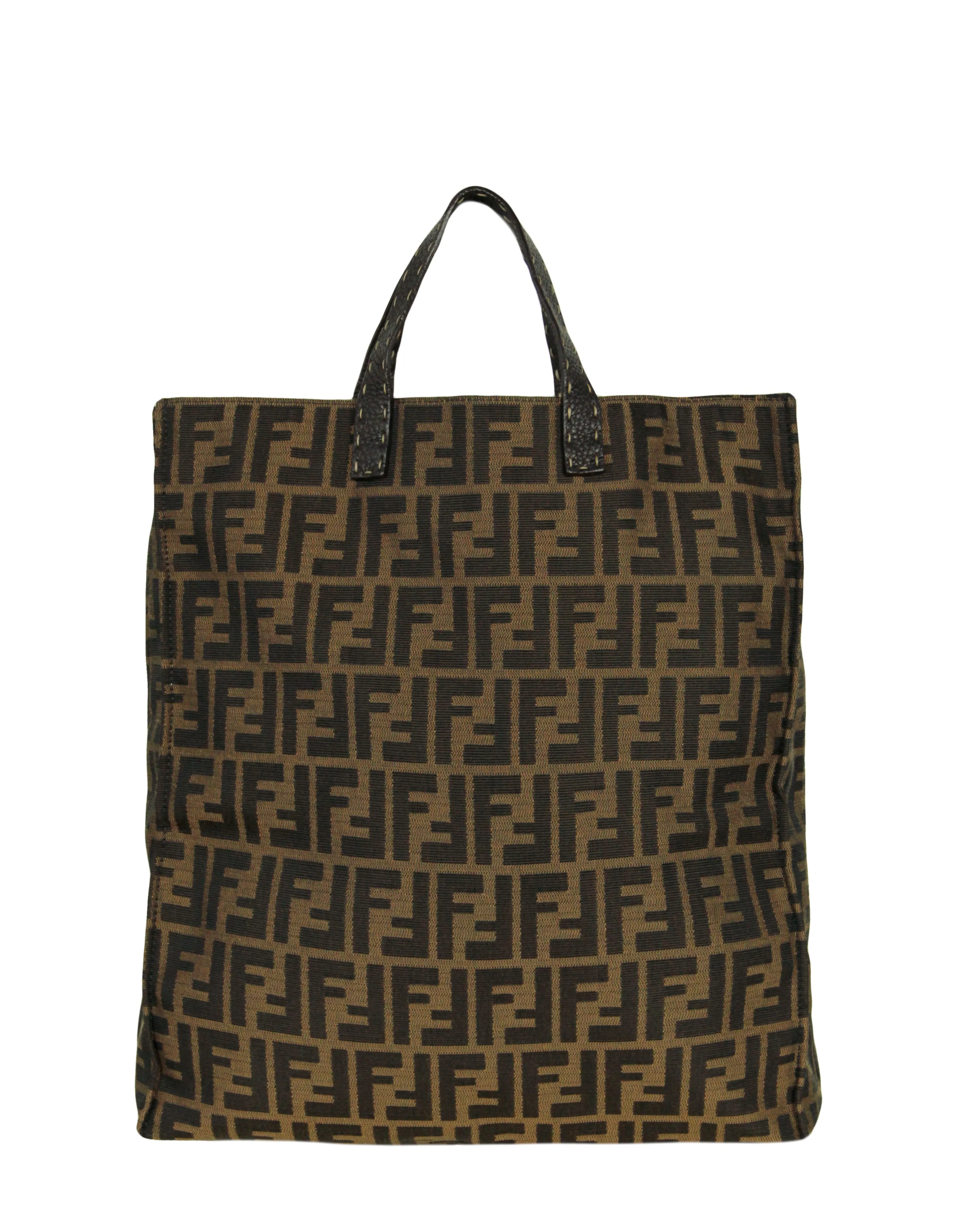 Fendi Brown Canvas Monogram Zucca Tote Bag