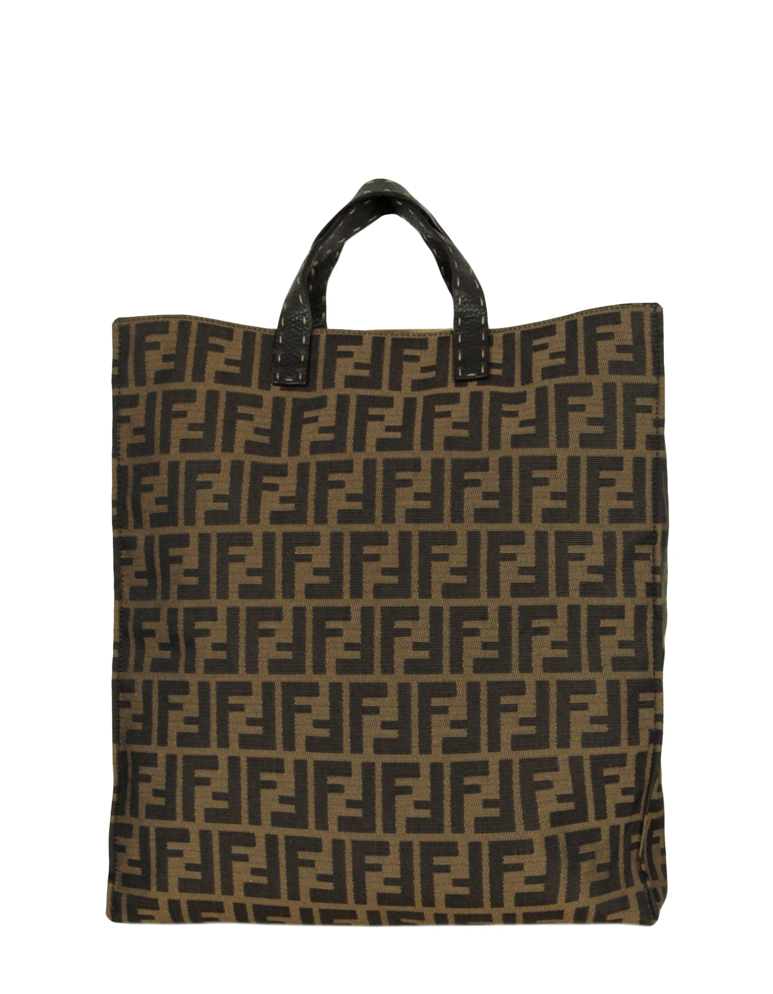 Fendi Brown Canvas Monogram Zucca Tote Bag