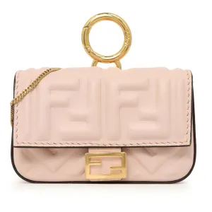 Fendi Pink Nappa Matisse FF Embossed Nano Baguette Charm