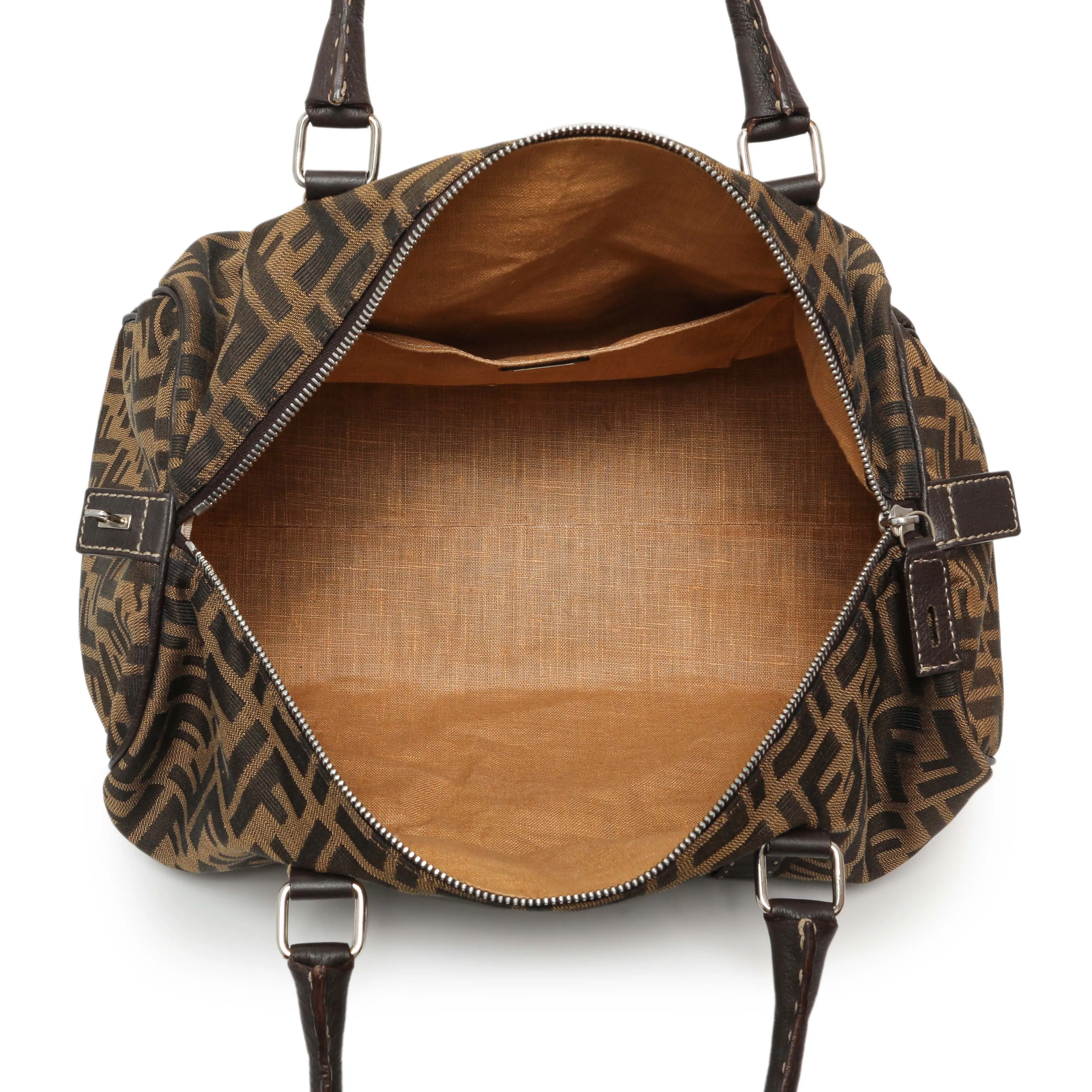 Fendi Zucca Selleria Large Boston Bag