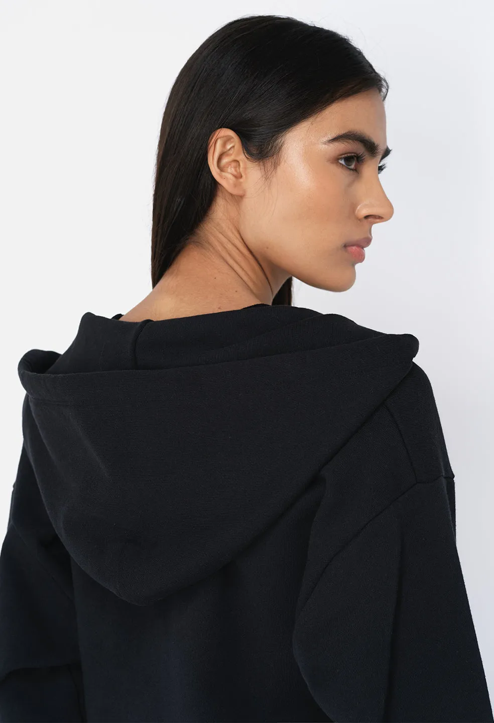 Fleeced Boca Zip Hoodie / Black