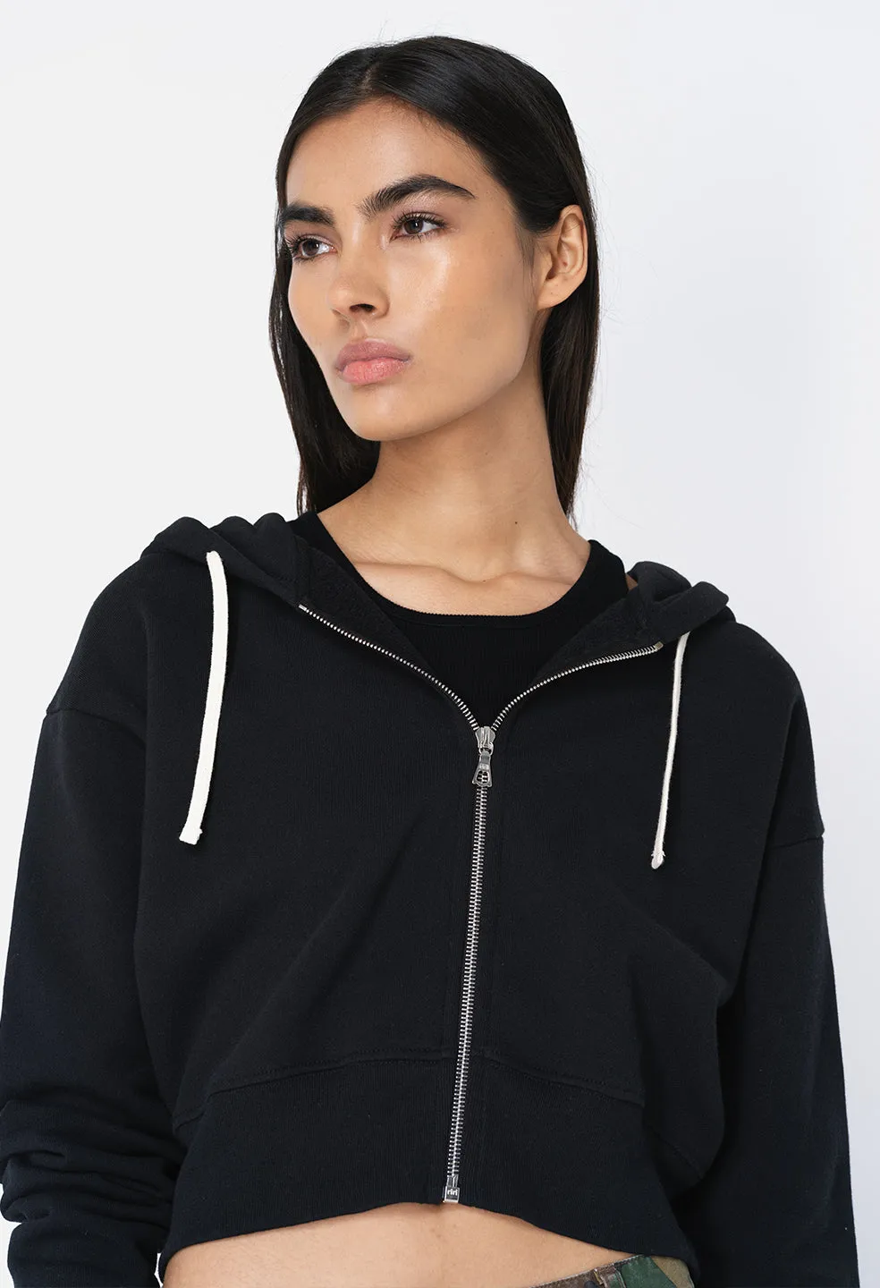 Fleeced Boca Zip Hoodie / Black