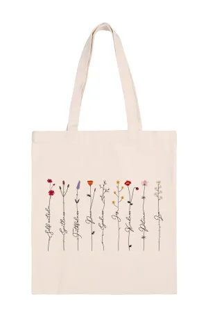 Floral Inspirational Print Minimalist Fashion Tote Bag - Pack of 6