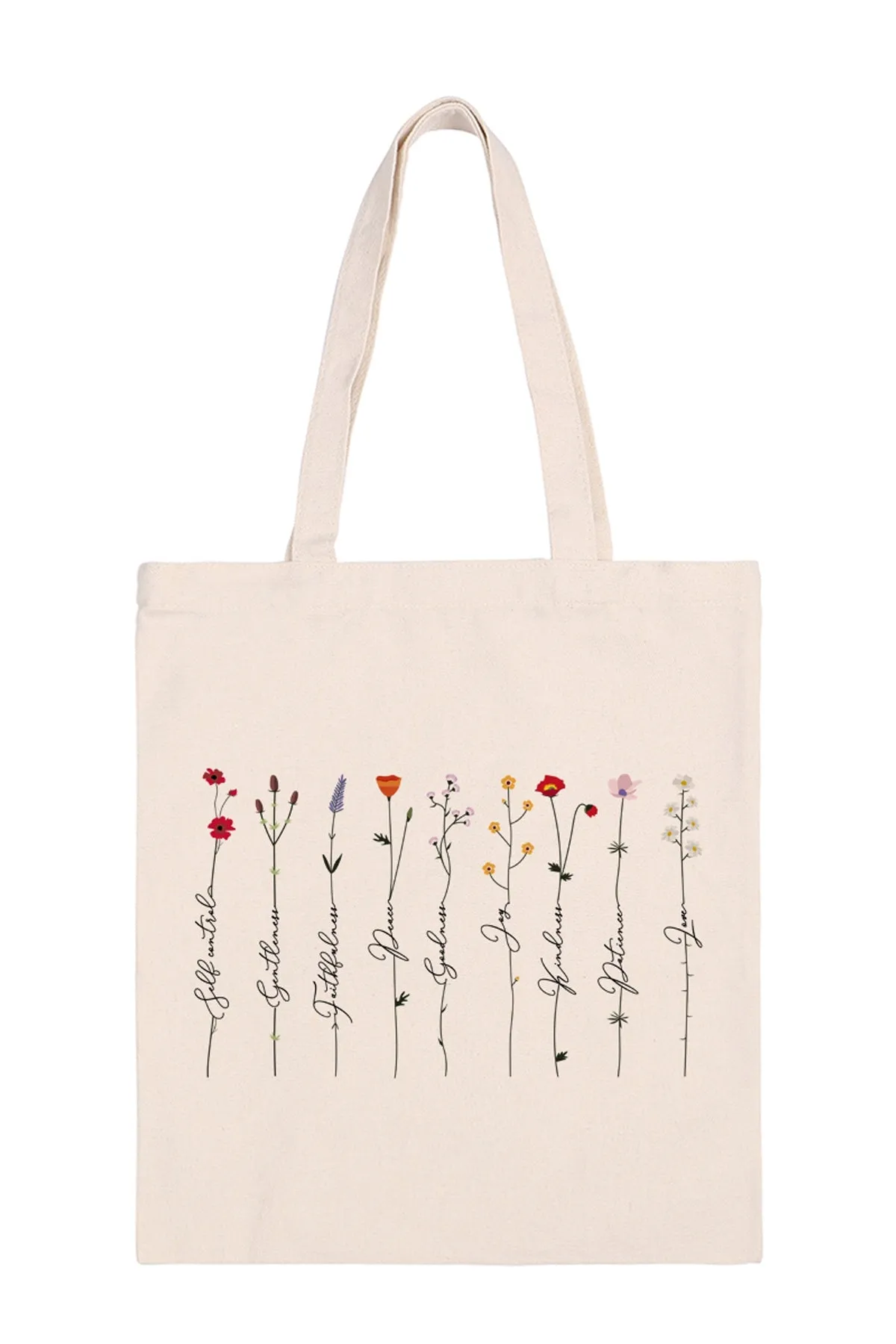 Floral Inspirational Print Minimalist Fashion Tote Bag - Pack of 6
