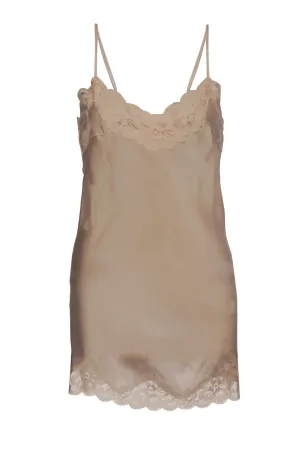 Floral Lace Silk Tunic Camel