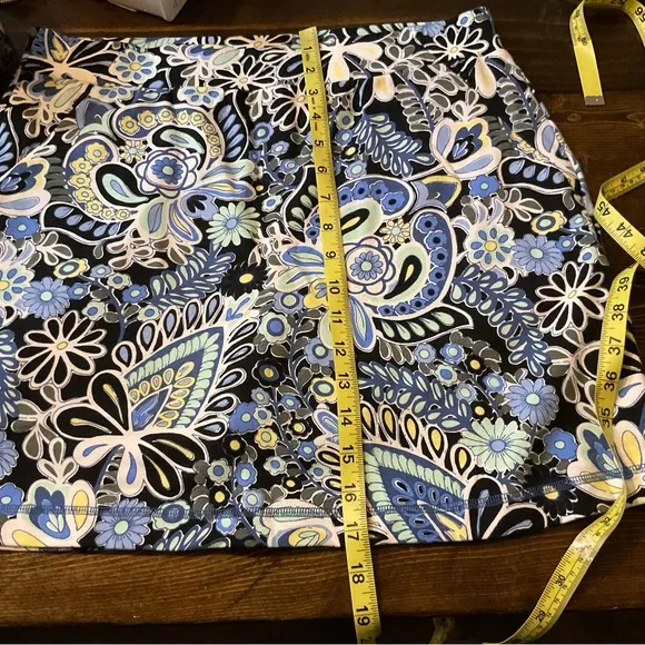 Floral Patterned Skirt - Black, Blue, White