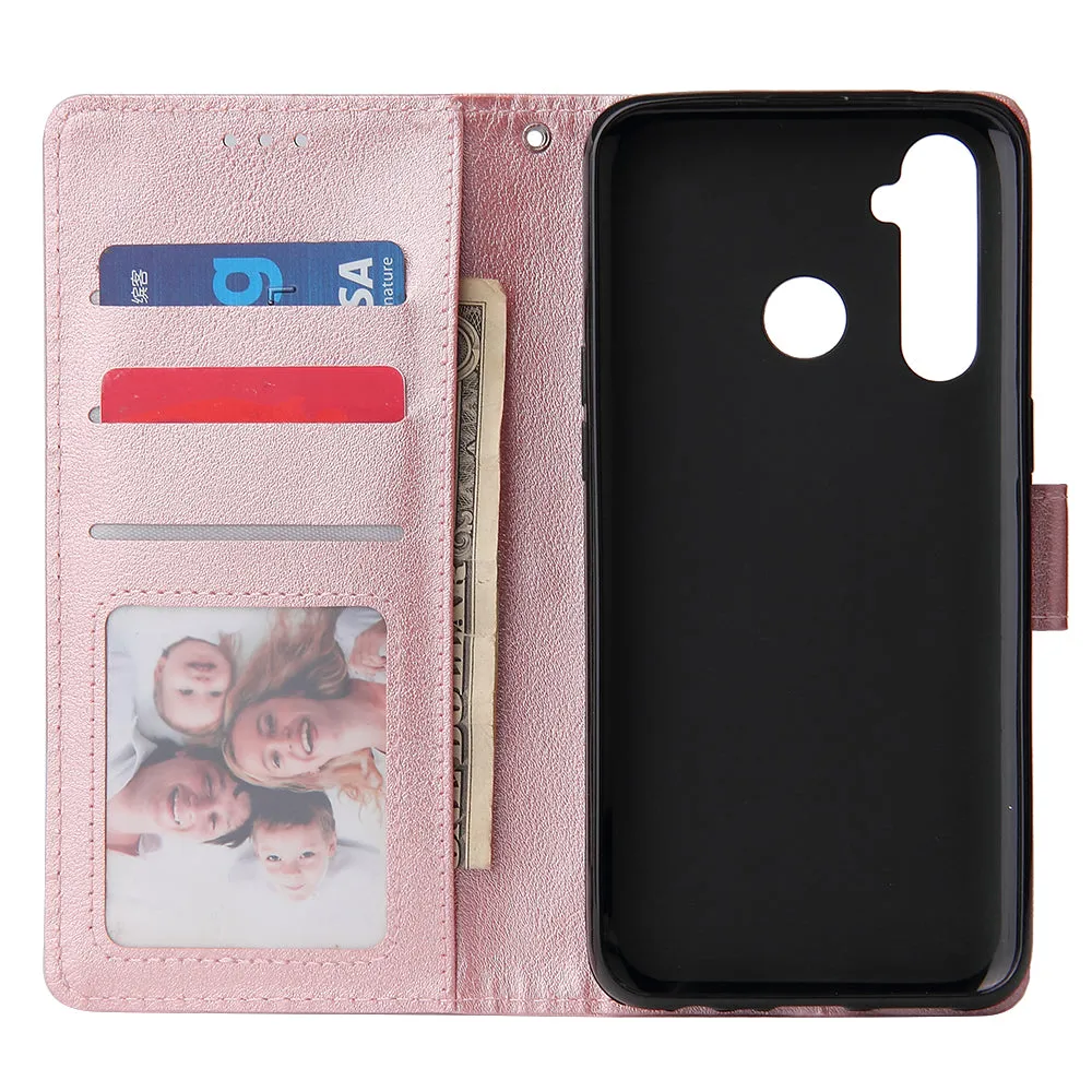 For OPPO Realme 5 Rro Cellphone Cover Buckle Closure Cards Holder Wallet Design Stand Function PU Leather Smart Shell Overall Protection  blue