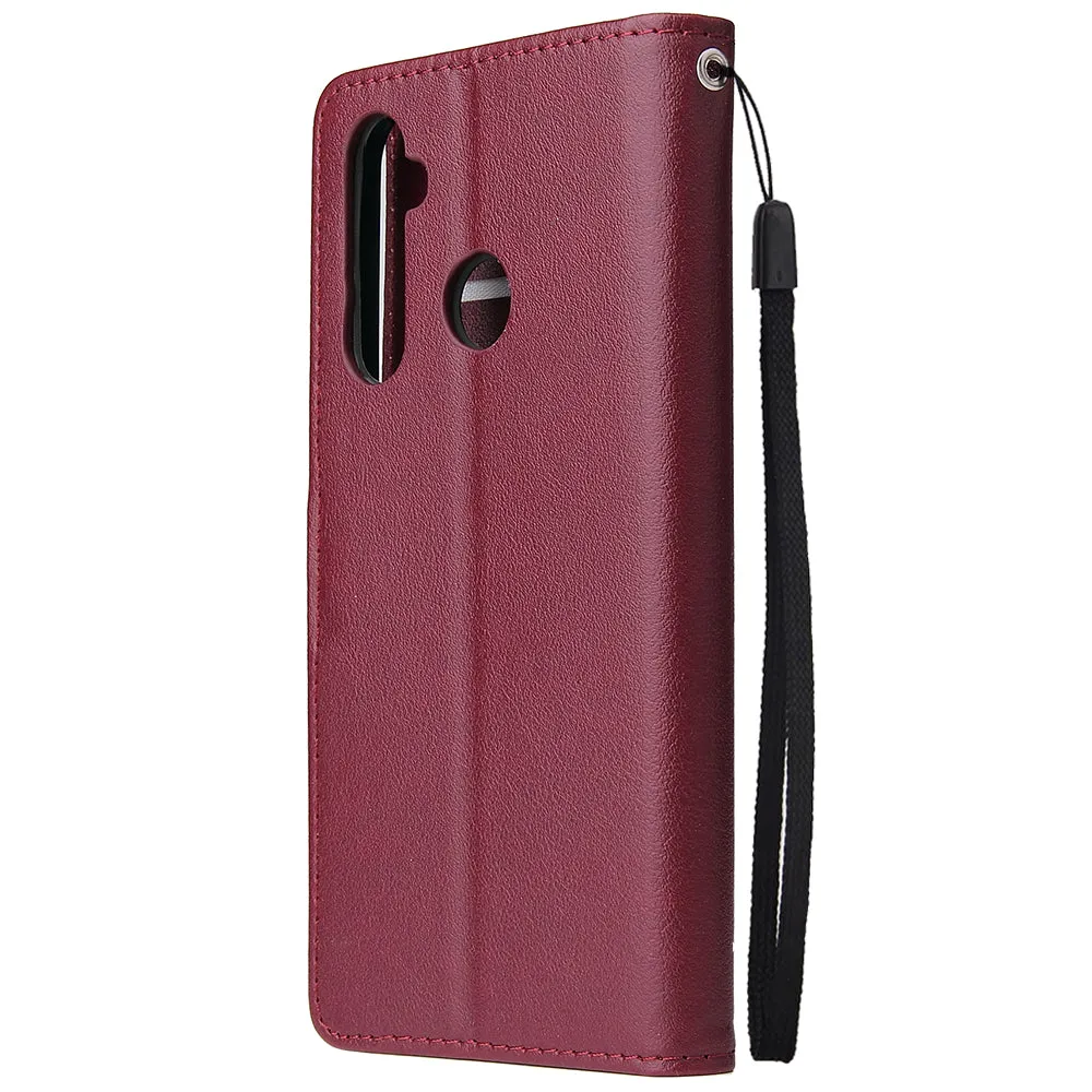 For OPPO Realme 5 Rro Cellphone Cover Buckle Closure Cards Holder Wallet Design Stand Function PU Leather Smart Shell Overall Protection  blue