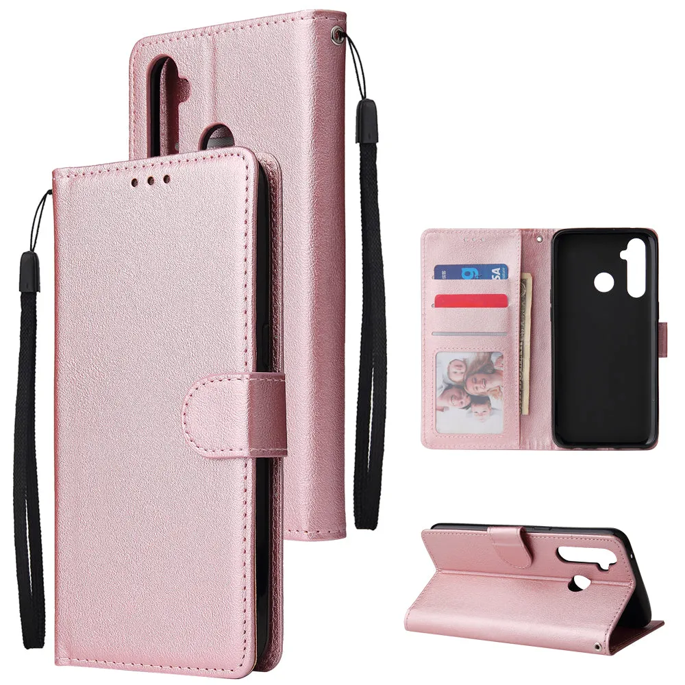 For OPPO Realme 5 Rro Cellphone Cover Buckle Closure Cards Holder Wallet Design Stand Function PU Leather Smart Shell Overall Protection  blue