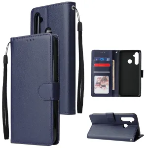 For OPPO Realme 5 Rro Cellphone Cover Buckle Closure Cards Holder Wallet Design Stand Function PU Leather Smart Shell Overall Protection  blue