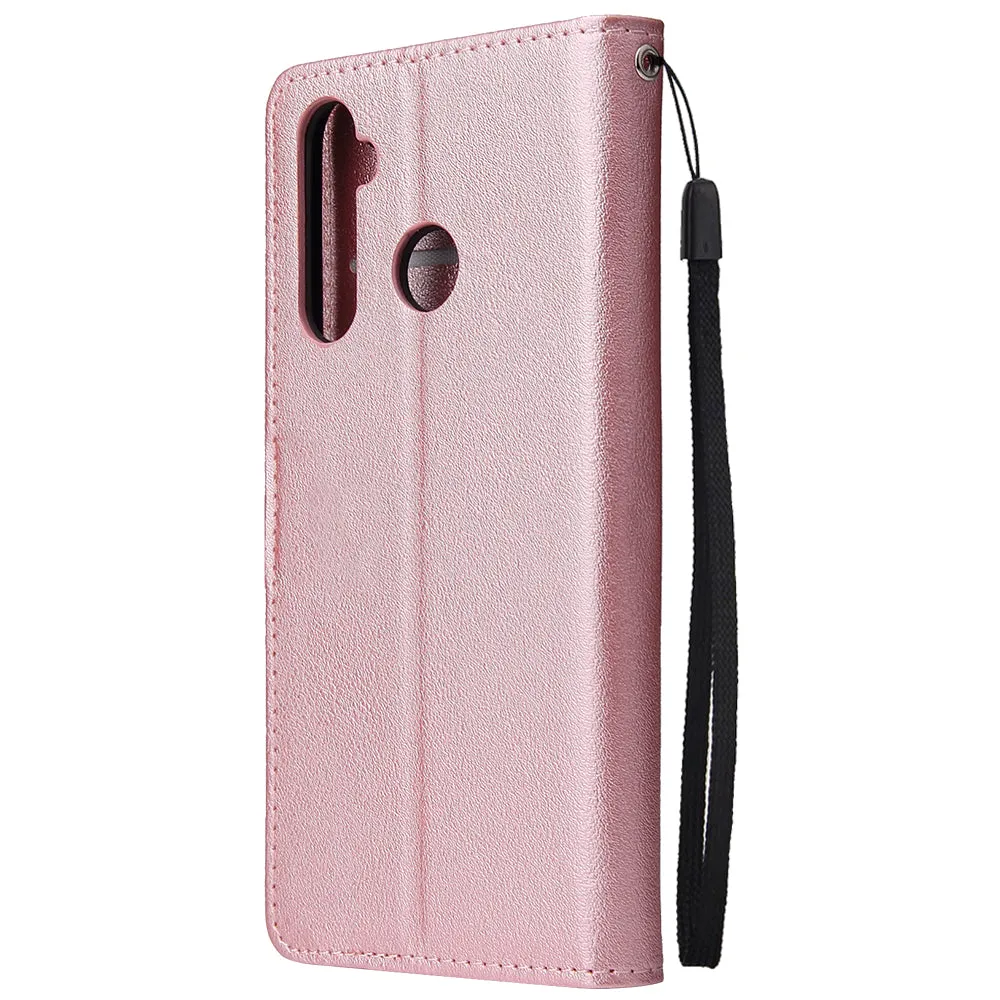 For OPPO Realme 5 Rro Cellphone Cover Buckle Closure Cards Holder Wallet Design Stand Function PU Leather Smart Shell Overall Protection  blue