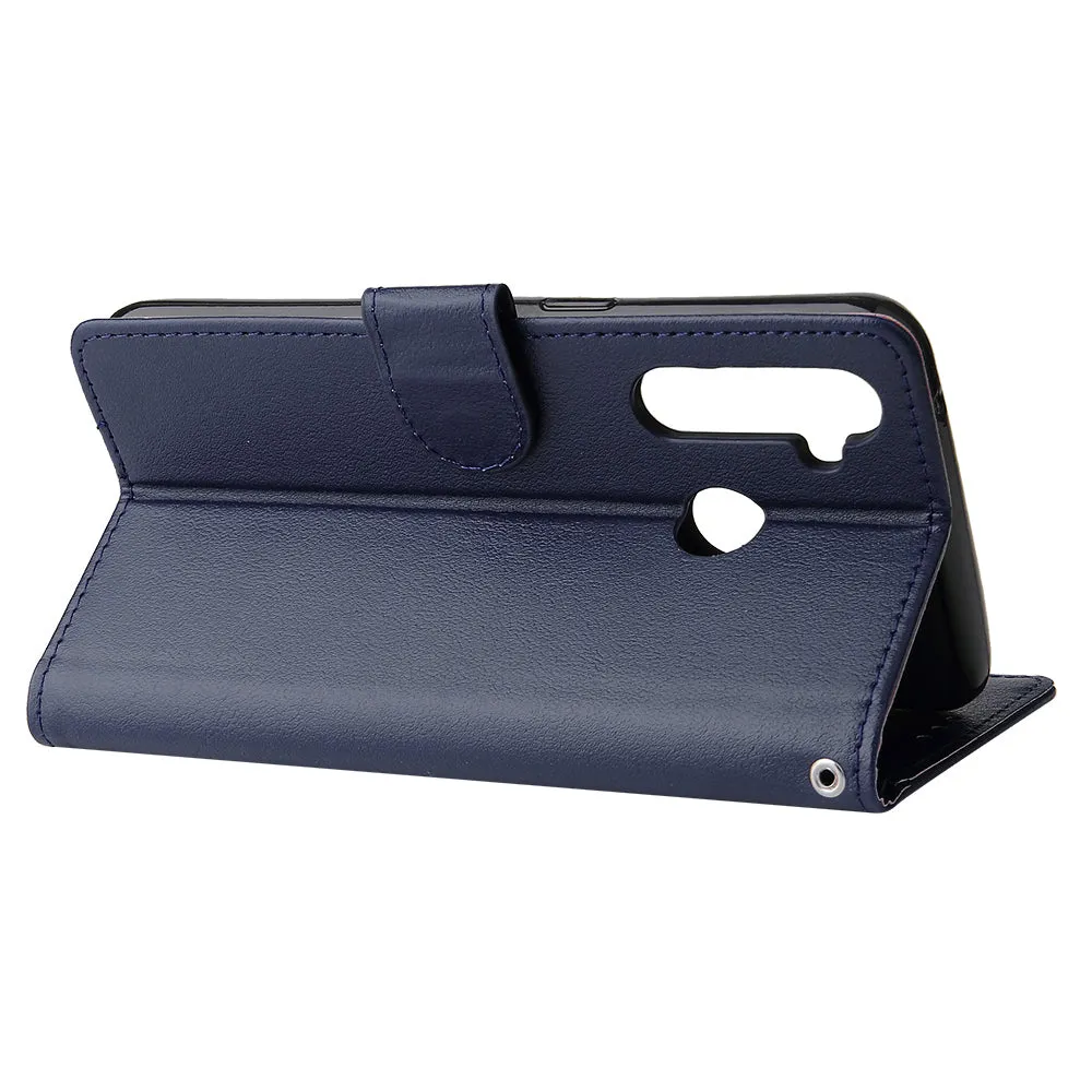 For OPPO Realme 5 Rro Cellphone Cover Buckle Closure Cards Holder Wallet Design Stand Function PU Leather Smart Shell Overall Protection  blue